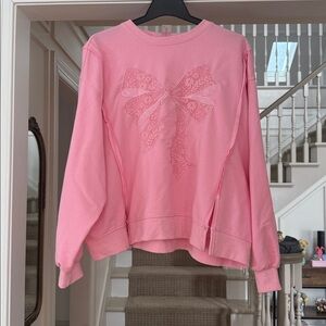 Altar’d State Pink Lace Bow Sweatshirt